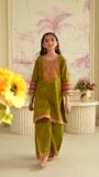 Olive green Kurta Set for Girl