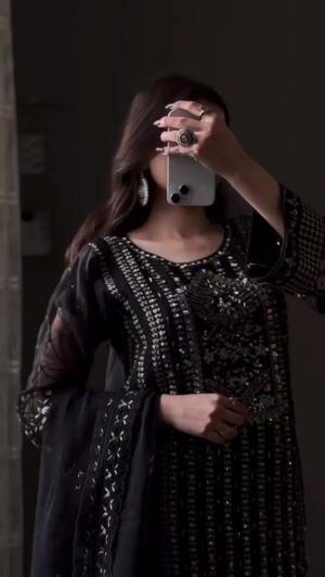 Black Kurta Set for Women