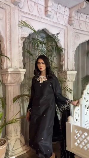 Black Kurta Set for Women