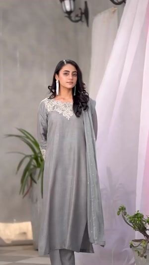 Ash grey Kurta Set for Women