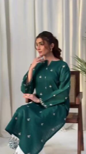 Bottle green Kurta Set for Women