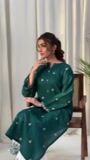 Bottle green Kurta Set for Women