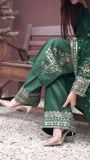 Bottle green Kurta Set for Women