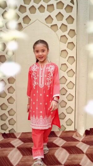 Peach pink Kurta Set for Girl