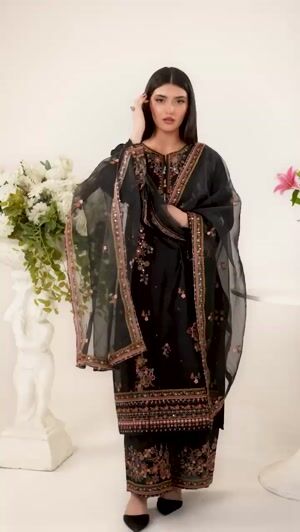 Black Kurta Set for Women