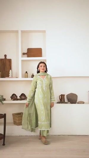Pastel green Kurta Set for Women
