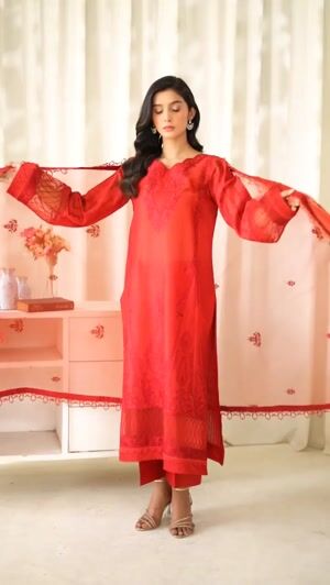 Red Kurta Set for Women