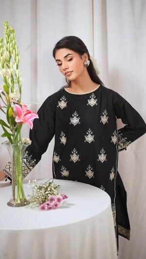 Black Kurta Set for Women