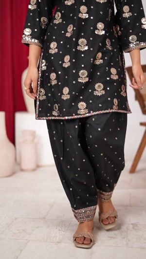 Black Kurta Set for Women
