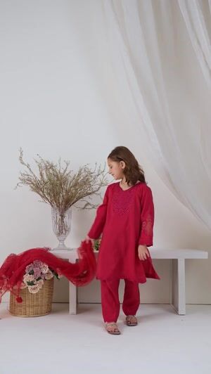 Red Kurta Set for Girl