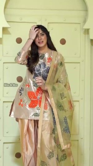 Peach orange Kurta Set for Women