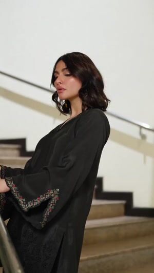 Black Kurta Set for Women