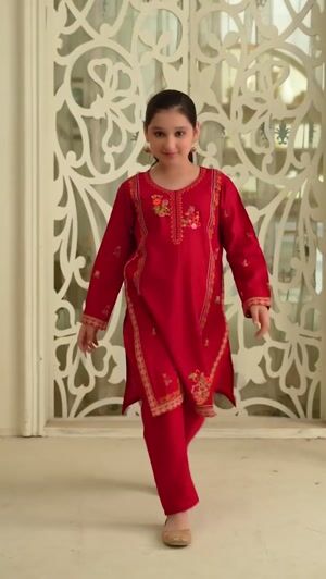 Red Kurta Set for Girl