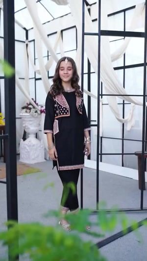 Black Kurta Set for Girl