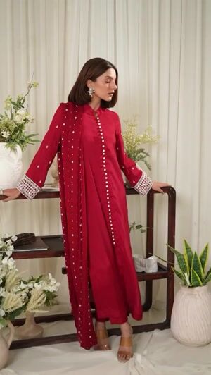 Red Kurta Set for Women