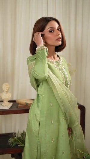 Sage green Kurta Set for Women
