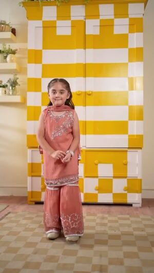 Peach pink Gharara for Girl