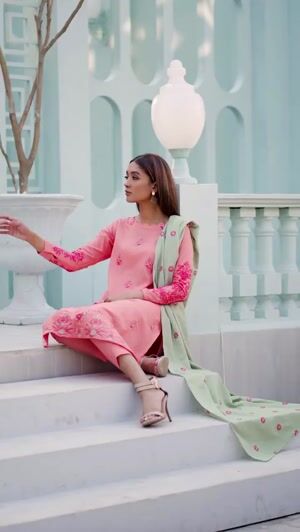 Peach pink Kurta Set for Women