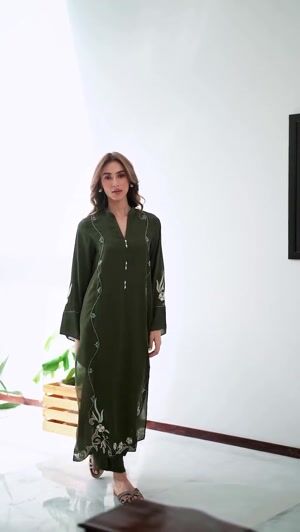 Olive green Kurta Set for Women