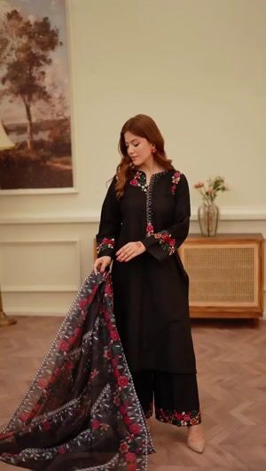 Black Kurta Set for Women