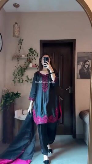 Black Kurta Set for Women