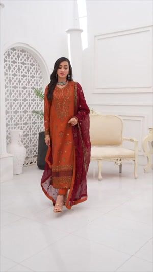 Rust orange Kurta Set for Women