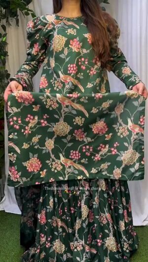 Bottle green Gharara for Women