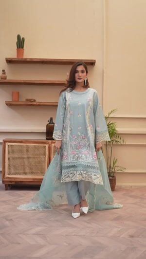 Ice blue Kurta Set for Women