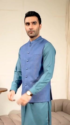 Sky blue Waistcoat for Men