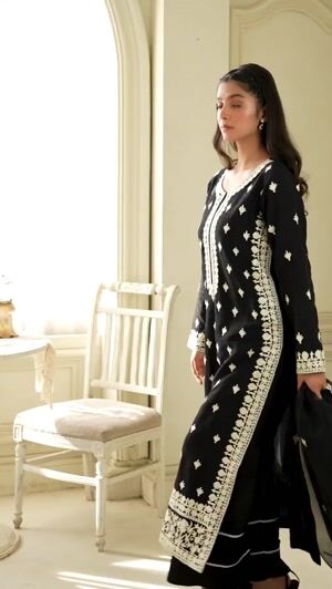 Black Kurta Set for Women