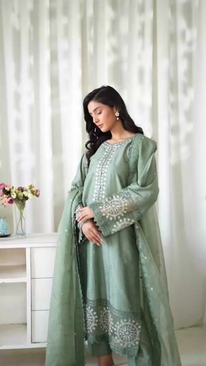 Sage green Kurta Set for Women