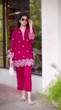 Cherry red Kurta Set for Women