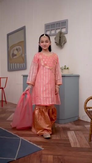 Peach pink Angrakha for Girl
