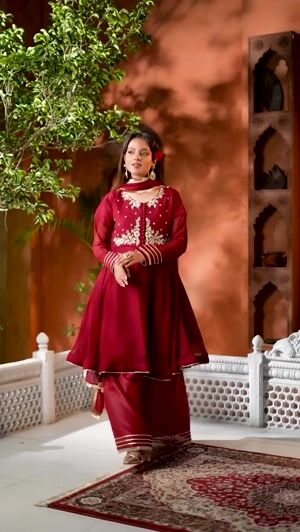Blood red Sharara for Women