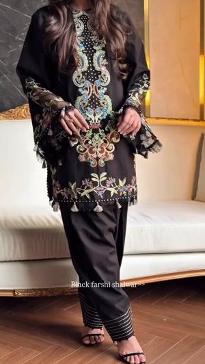 Black Kurta Set for Women