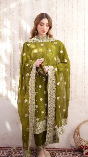 Olive green Kurta Set for Women