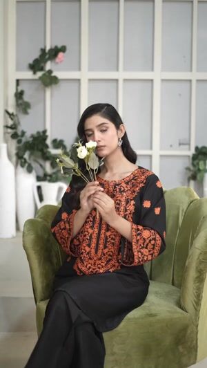 Black Kurta Set for Women