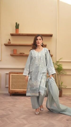 Ice blue Kurta Set for Women