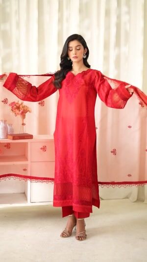 Red Kurta Set for Women