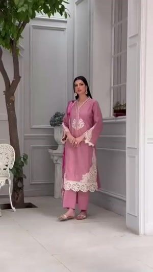 Tea rose pink Kurta Set for Women