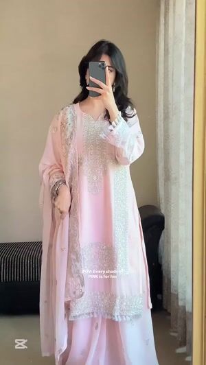 Baby pink Kurta Set for Women