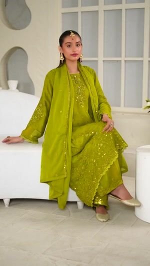 Yellow green Pishwas for Women