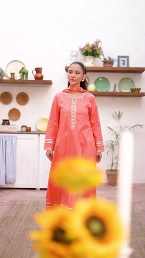 Coral pink Pishwas for Women