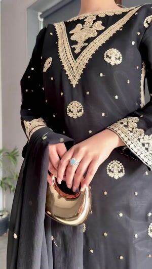 Black Kurta Set for Women