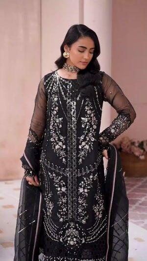 Black Kurta Set for Women