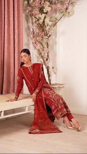 Red Kurta Set for Women