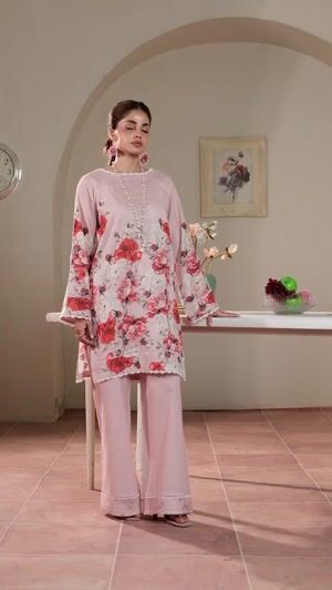 Tea rose pink Kurta Set for Women