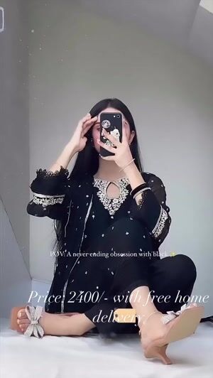 Black Kurta Set for Women
