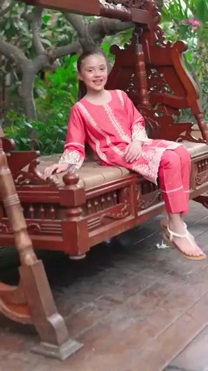 Peach pink Kurta Set for Girl