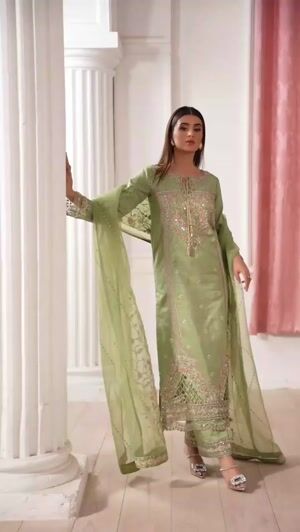 Pistachio green Kurta Set for Women